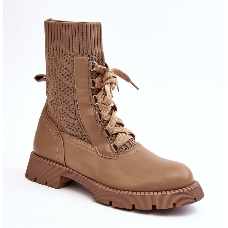 Botas Femininas com Meia Amarrada, Gentiana Marrom 2