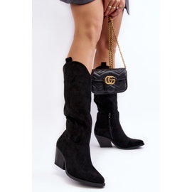 Botas de cowboy femininas acima do joelho pretas Oppore preto 2
