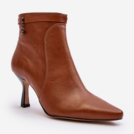 Botins femininos de couro Maciejka 06301-29 marrom 2