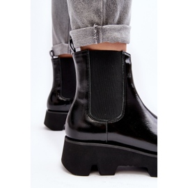 Botas Chelsea femininas de couro com sola maciça Laura Messi 2571 pretas preto 1