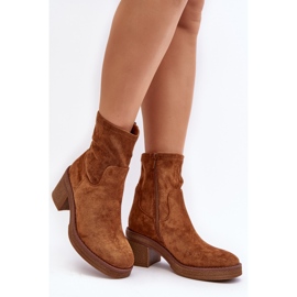 Botas femininas de salto alto Camel Argastis castanho 2