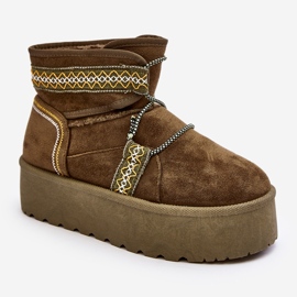 Botas de neve femininas com sola grossa e atacadores, verde Milson 1