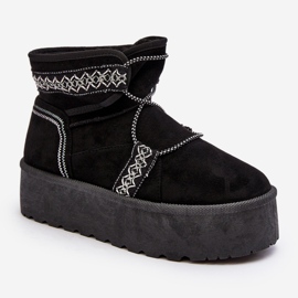 Botas femininas de neve com sola grossa e cadarço, pretas Milson preto 1