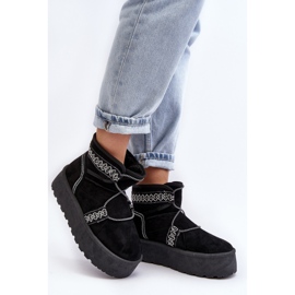 Botas femininas de neve com sola grossa e cadarço, pretas Milson preto 2