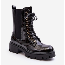 Botas femininas pretas Charmea envernizadas preto 1