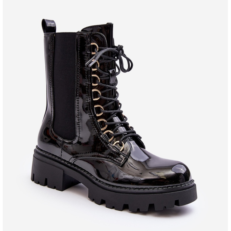 Botas femininas pretas Charmea envernizadas preto 1