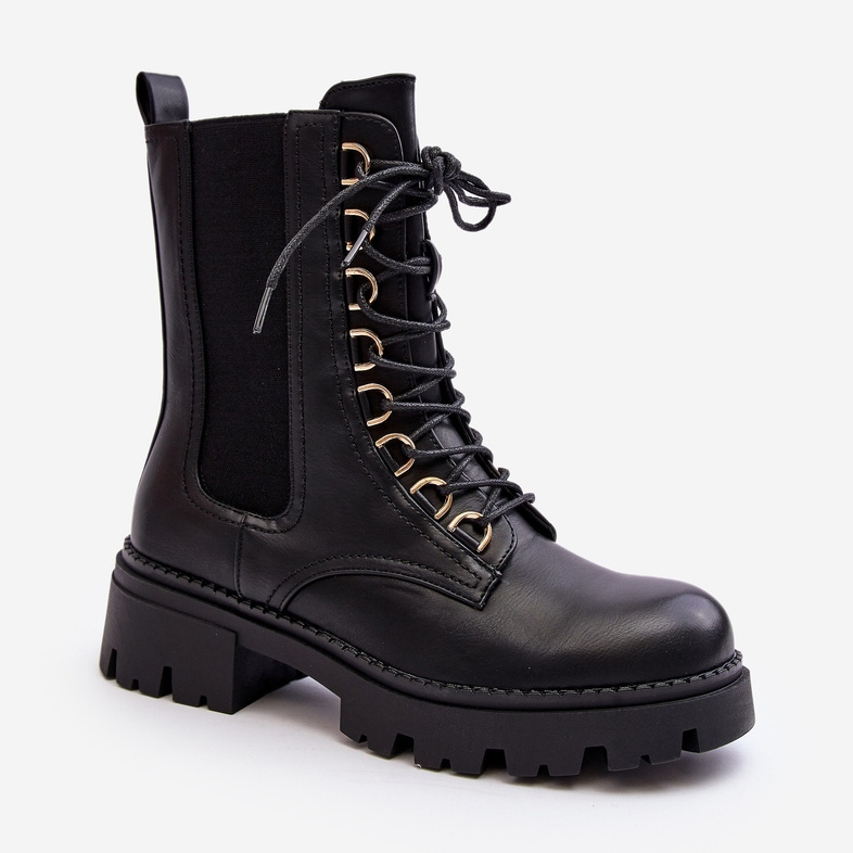 Botas femininas de couro preto Charmea 2