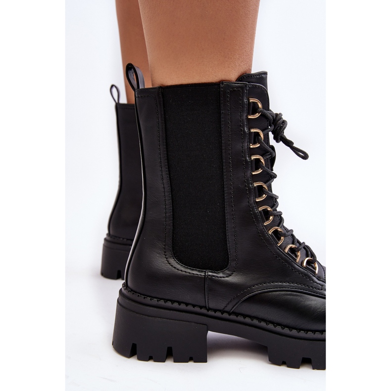 Botas femininas de couro preto Charmea 1