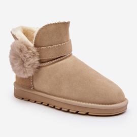 Botas femininas de camurça para neve Eraclio bege com recortes 1
