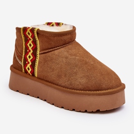 Botas femininas de camurça para neve com sola grossa camelo Vebissat castanho 2