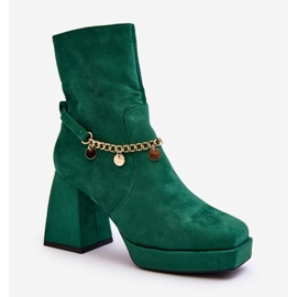 Botins femininos com corrente, verde Tiselo 1 Botins femininos com corrente, verde Tiselo 1