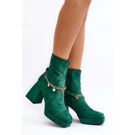 Botins femininos com corrente, verde Tiselo 2