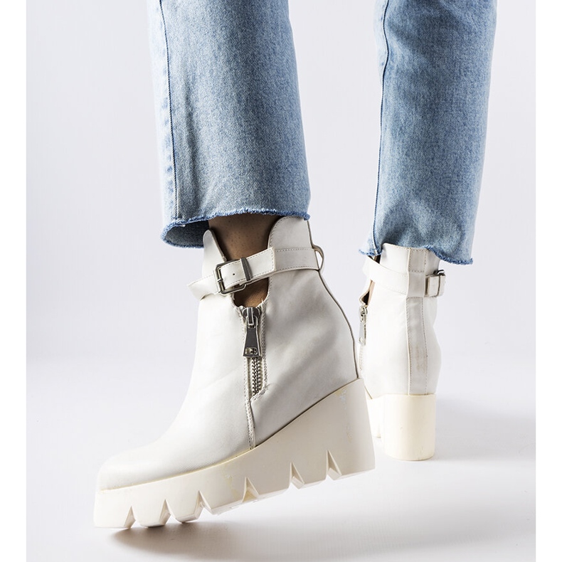 Botins de cunha brancos Sherri 1