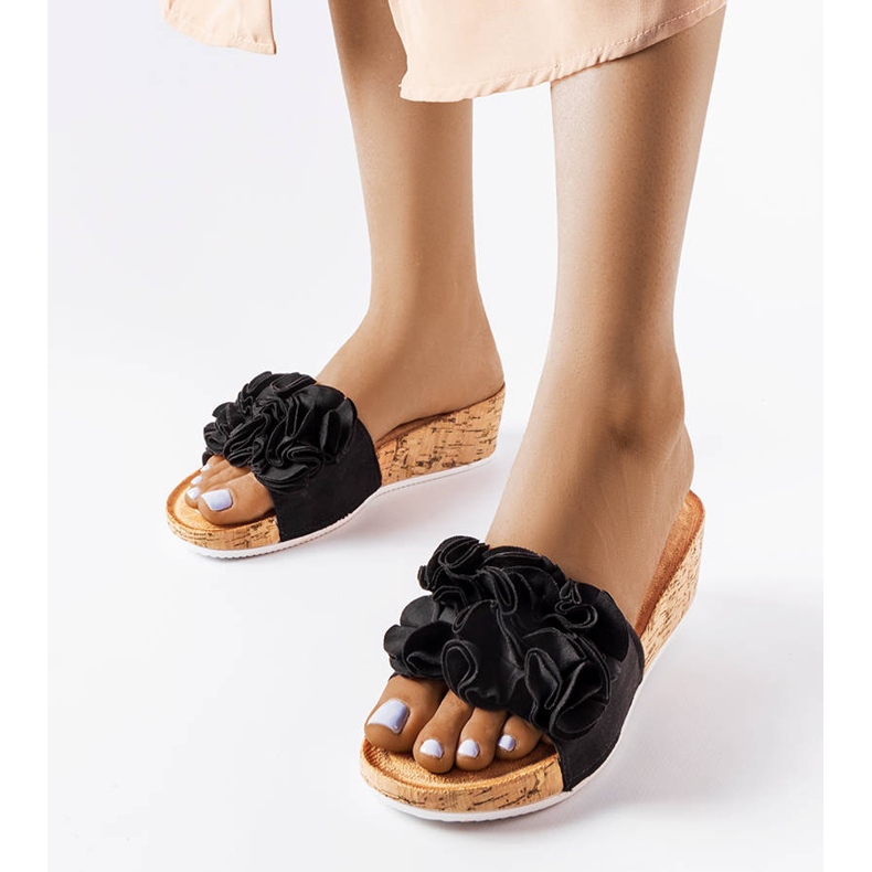 Sandálias pretas de cunha, Estella preto 1