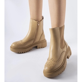 Botins bege escuro com costura Castella 1 Botins bege escuro com costura Castella 1