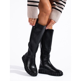 W. Potocki Botas femininas negras na plataforma Potocki preto 1