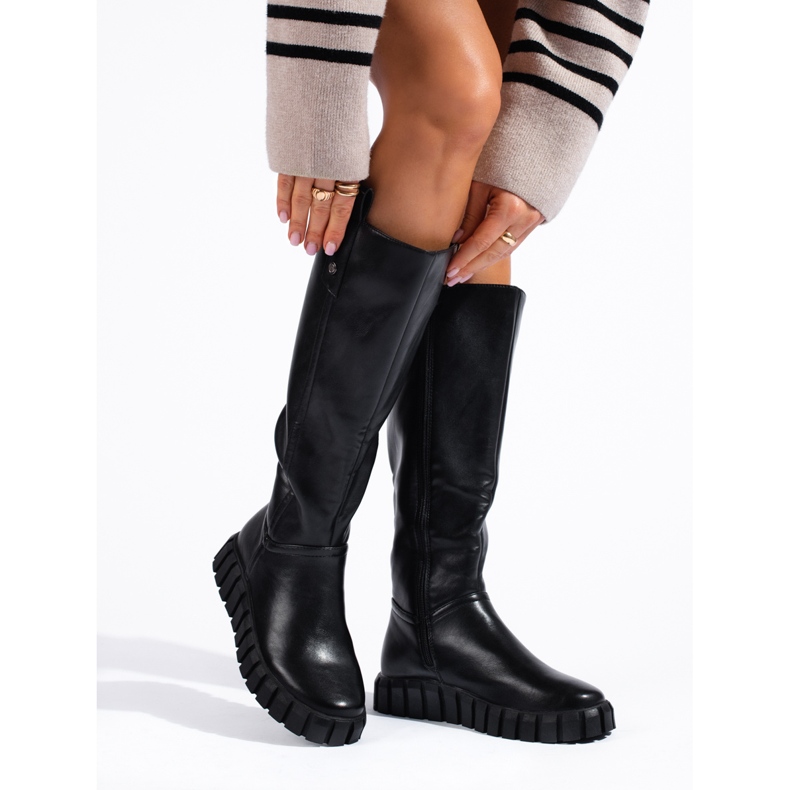 W. Potocki Botas femininas negras na plataforma Potocki preto 1