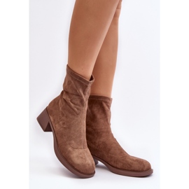 Botas femininas de salto baixo marrom Aphroteia castanho 1