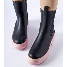 Botins Georgette pretos com sola rosa 1