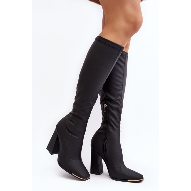 Botas femininas de salto alto pretas Rishabh preto 1