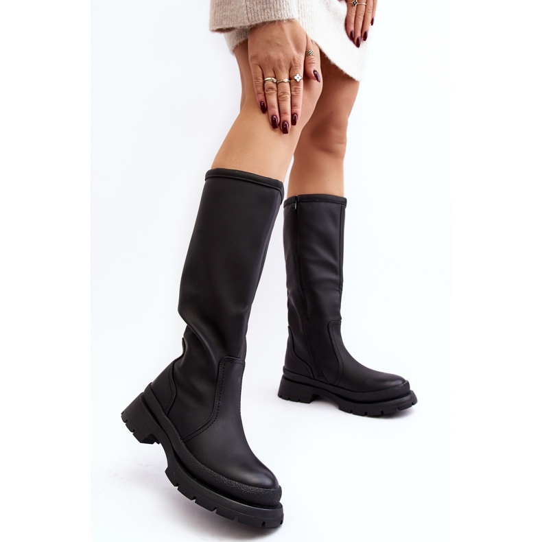 Botas femininas pretas de salto plano com isolamento Desiren preto 2 Botas femininas pretas de salto plano com isolamento Desiren preto 2