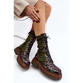 Botas femininas de couro para trabalho Maciejka 06203-09 multicoloridas preto 1