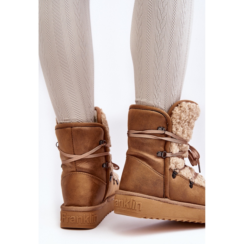 Botas de neve impermeáveis ​​​​com plataforma Vegan D.Franklin DFSH370004 marrom 2