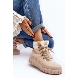 Botas Trapper isoladas com sola grossa, Ralotta bege claro 1