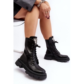 Botins femininos de trabalho com decoração preto Ventora 2