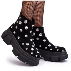 S.Barski Botas isoladas em camurça com cristais D&amp;A MR870-83 pretas preto 4