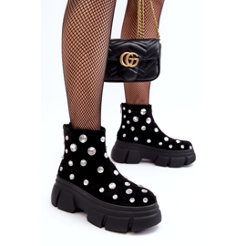 S.Barski Botas isoladas em camurça com cristais D&amp;A MR870-83 pretas preto 2