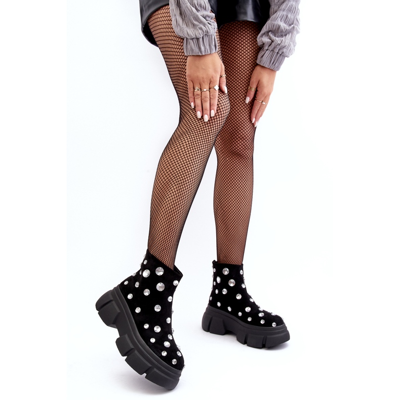S.Barski Botas isoladas em camurça com cristais D&amp;A MR870-83 pretas preto 1
