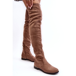 Super Me Botas femininas acima do joelho bege Bikka 2