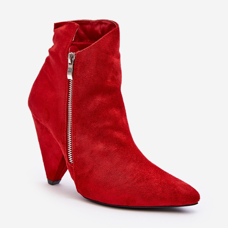 Botins assimétricos vermelhos de salto alto Lu Boo vermelho 1