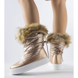 Botas de neve metálicas Igne com pele decorativa dourado 1