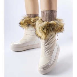 Botas de neve bege com pele decorativa da Igne 1