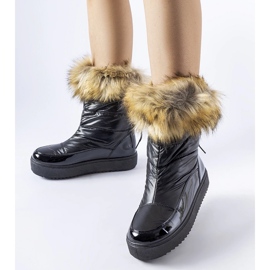Botas de neve pretas Igne com pele decorativa preto 1