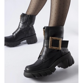 Botins maciços pretos com fivela Morgan 1
