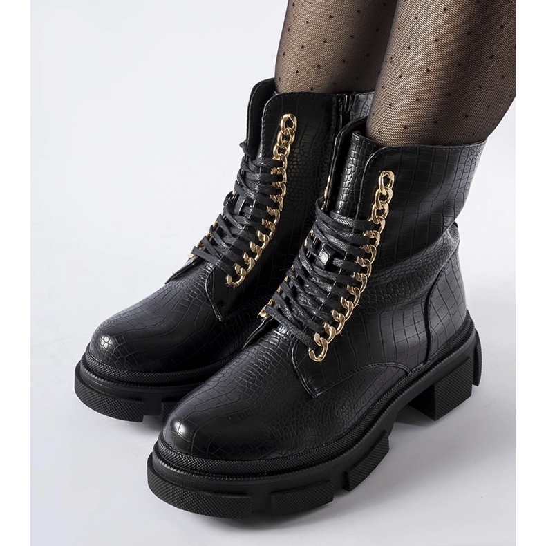 Botas de trabalho pretas Goodland com corrente decorativa preto preto 1