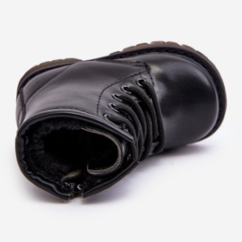 Botas de couro infantil com zíper preto Omua 1