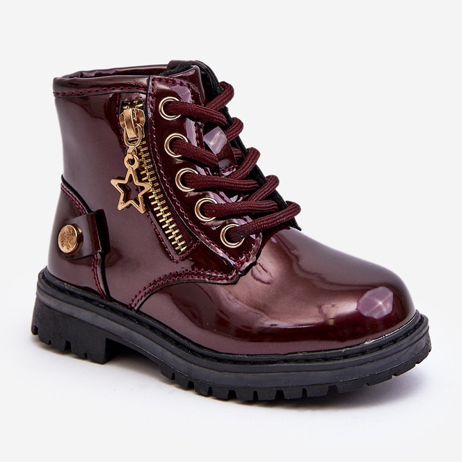 Botas femininas de couro envernizado com zíper, Felori bordô quente vermelho 2 Botas femininas de couro envernizado com zíper, Felori bordô quente vermelho 2