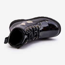 Botins infantis de couro envernizado com decorações, Preto Adete 1