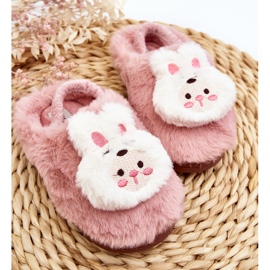 Chinelos infantis de coelhinho peludo, Dicera rosa 2