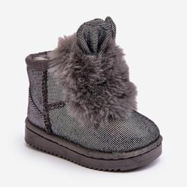 Botas de neve infantis isoladas com pele, cinza Betty, com orelhas 2