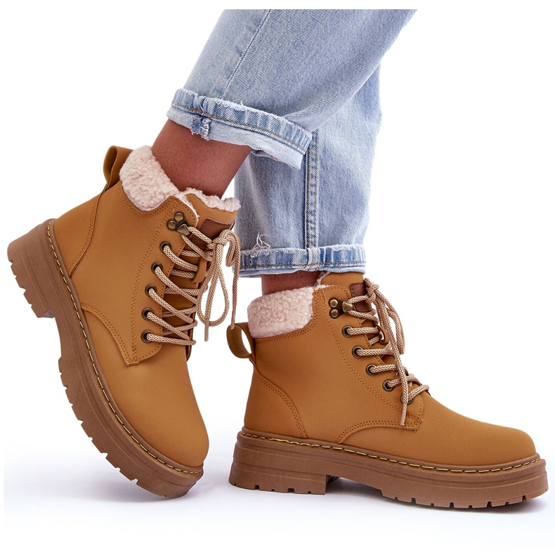 Botas femininas com casaco de pele de ovelha marrom 4