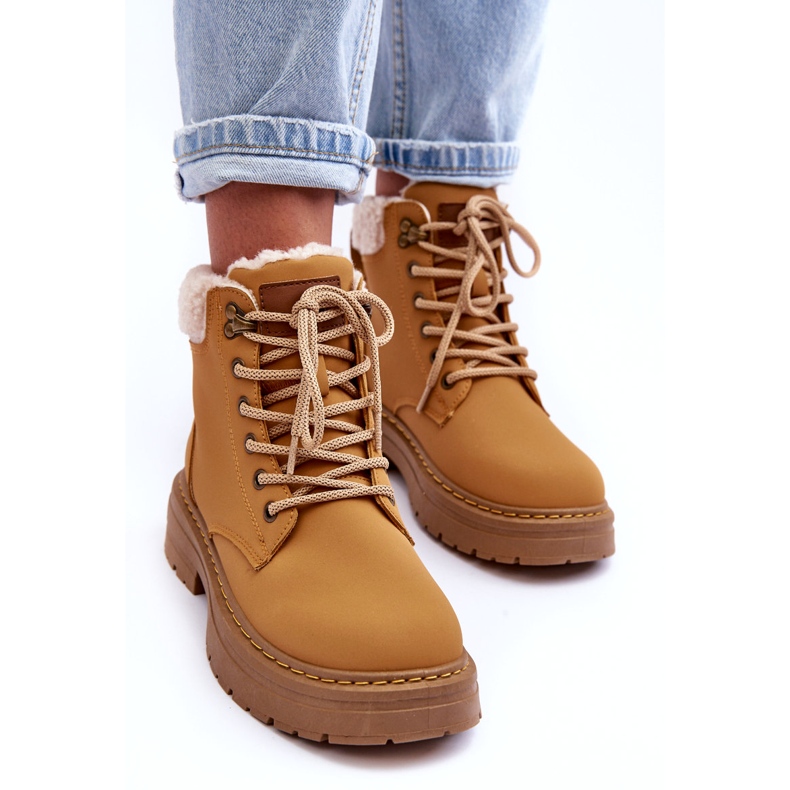 Botas femininas com casaco de pele de ovelha marrom 3