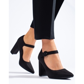 Sapatos de salto alto Shelovet de camurça preta preto 1