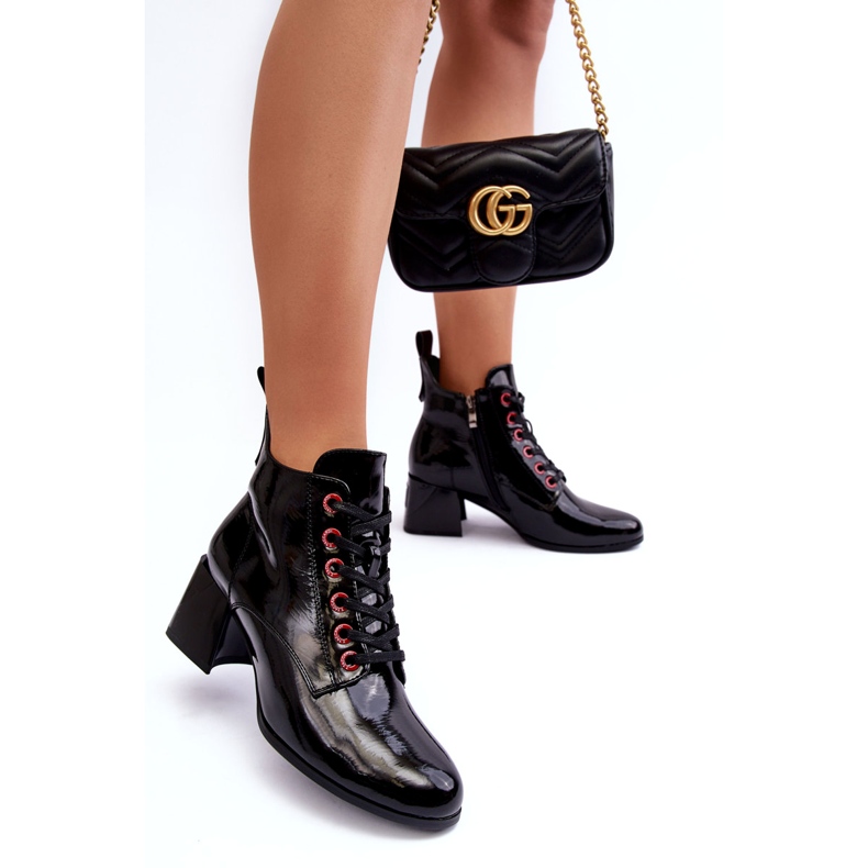 Botins com cadarço baixo envernizado S.Barski MR870-66 Preto 6