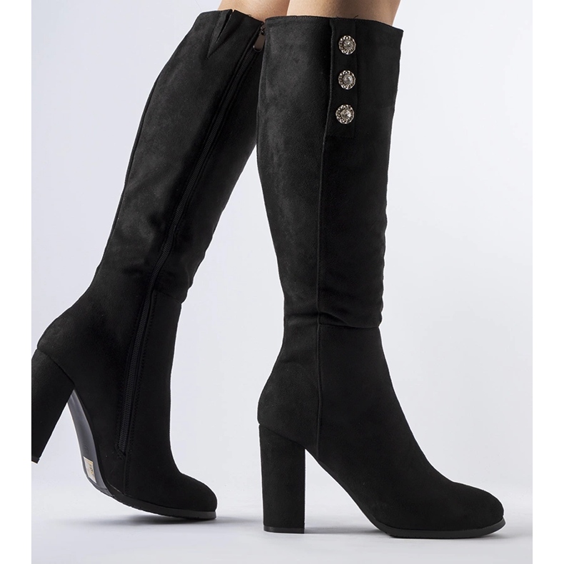 Botas pretas decoradas com zircões Lightning preto 1