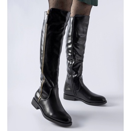 Botas pretas compridas com zíper decorativo Nadwa preto preto 1